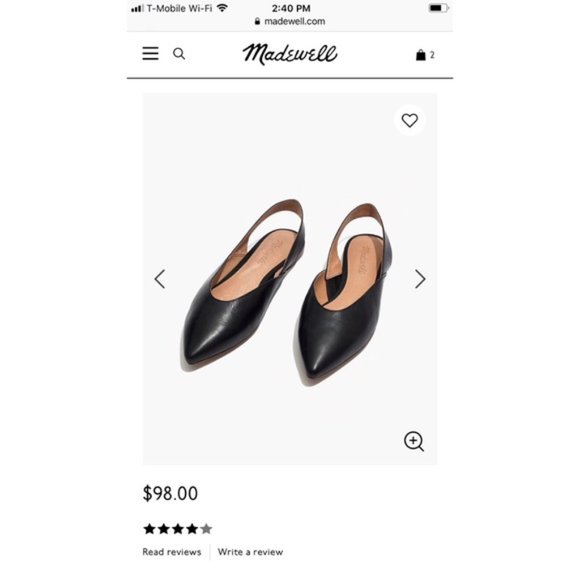 Madewell Shoes - Madewell Margo Black Leather Slingback Flat
